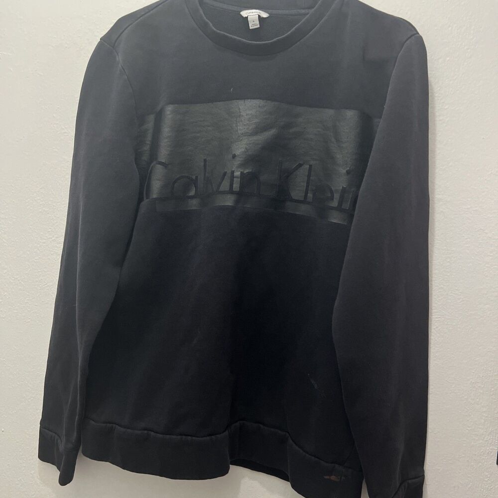 Calvin Klein crewneck sweatshirt logo spell out medium leather‎